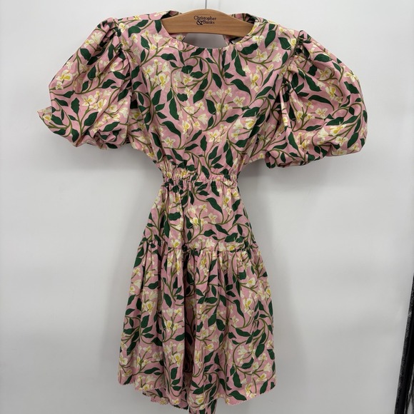agua by agua bendita floral open back floral puff sleeve dress size XS - Picture 1 of 8